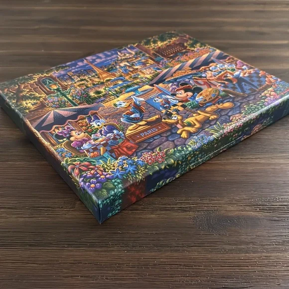 Thomas Kinkade Studios Disney Mickey & Friends Painting in Paris 11x14 Canvas - Picture 3 of 10